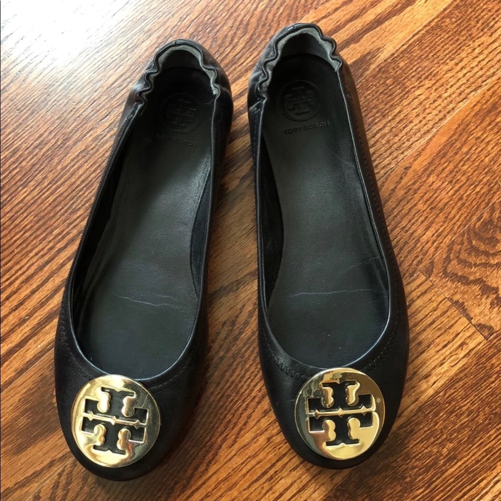 Tory Burch Black Minnie Travel Flats size 7.5 - Picture 2 of 8